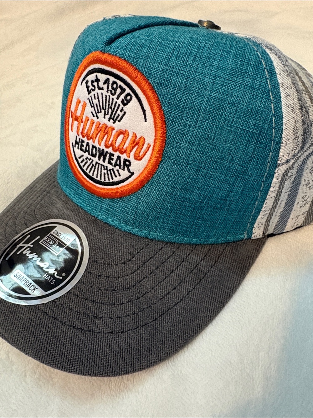 Human Hats Headwear Teal & Gray Snapback Trucker Cap